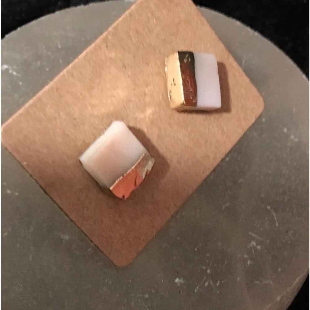 Gold Dipped Shell Stud Earrings